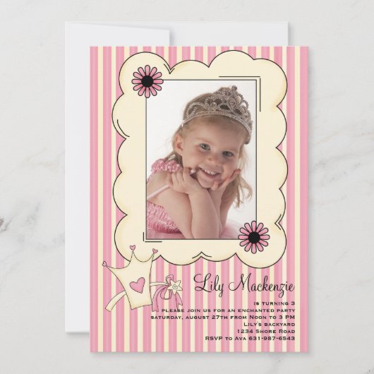 Notre petite princesse Photo Birthday Invitation (Devant)