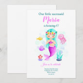 Notre Petite Sirène Ocean Girl Invitation Annivers (Devant / Derrière)