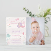Notre petite sirène rose Invitation d'anniversaire (Debout devant)