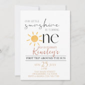 Notre petite Sunshine boho Invitation Anniversaire (Devant)