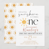 Notre petite Sunshine boho Invitation Anniversaire (Devant / Derrière)