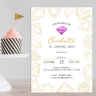 Notre Précieux Invitation d'anniversaire Gem Purpl