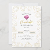 Notre Précieux Invitation d'anniversaire Gem Rose  (Devant)