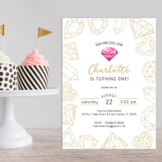 Notre Précieux Invitation d'anniversaire Gem Rose 