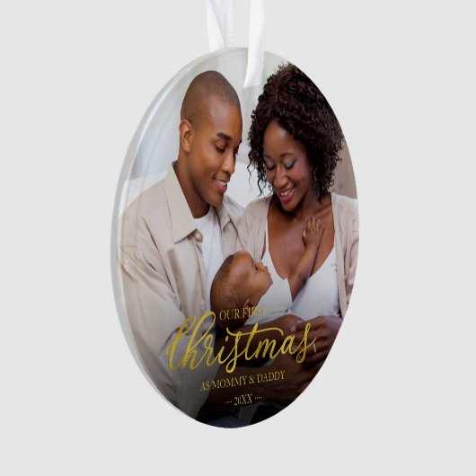 Notre premier Noël en tant que maman et papa or en (devant)