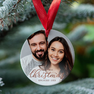 Notre Premier Noël Fiancé Rose Gold Script