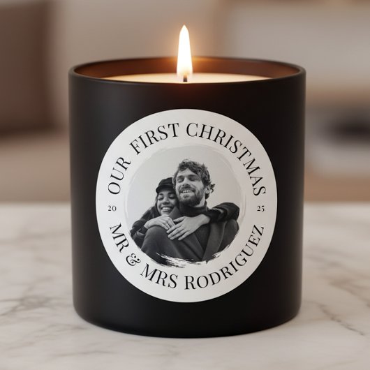 Notre Premier Noël – M. et Mme Rond Autocollant Ph