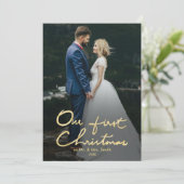 Notre premier Noël M. & Mme Carte photo de vacance (Debout devant)