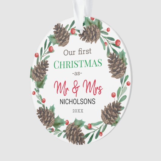 Notre premier Noël| M. & Mme| Pinecone Wreath (devant)