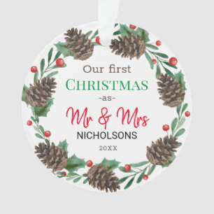 Notre premier Noël  M. & Mme  Pinecone Wreath