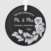 Notre premier Noël marié | Ornement Rose Argent (dos)