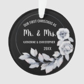 Notre premier Noël marié | Ornement Rose Argent (devant)