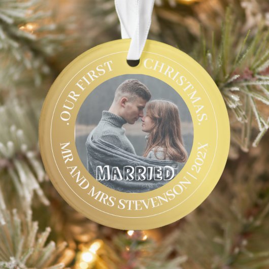 Notre premier Noël Mr et Mme Gold Modern Photo (Arbre)