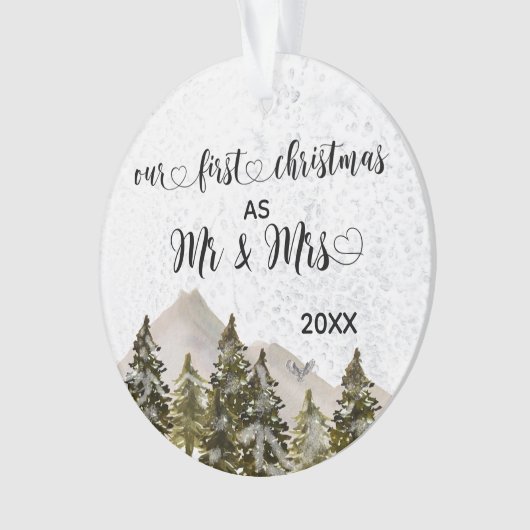 Notre premier Noël Mr & Mrs Hand Lettered Pine (devant)