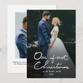 Notre premier Noël Mr & Mrs Holiday 2 Carte photo (Devant / Derrière)