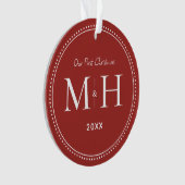 Notre premier Noël Nouveau mariés Monogramme Rouge (devant)