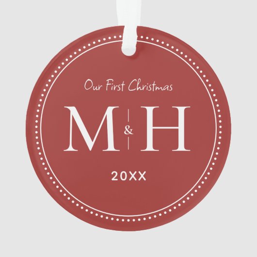 Notre premier Noël Nouveau mariés Monogramme Rouge (dos)
