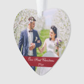 Notre premier ornement de coeur de mariage de Noël (devant)