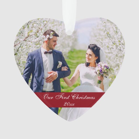 Notre premier ornement de coeur de mariage de Noël (devant)