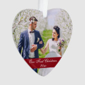 Notre premier ornement de coeur de mariage de Noël (devant)