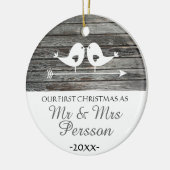 Notre premier ornement de Noël - inséparables - (Gauche)