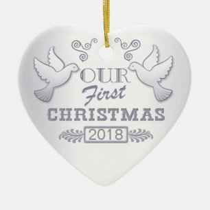 Notre premier ornement de Noël Lovebirds en cérami