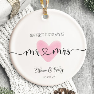 Notre premier Ornement Marié de Noël M&Mme Heart