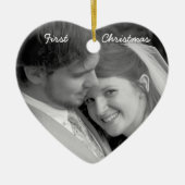 Notre premier ornement photo rose Damas de Noël (Devant)