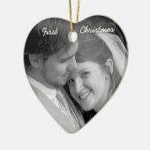 Notre premier ornement photo rose Damas de Noël (Gauche)