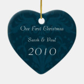 Notre premier Ornement photo Turquoise de Noël Dam (Dos)