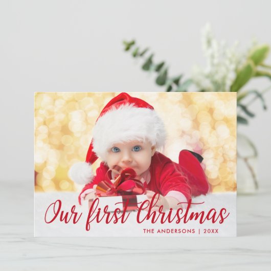 Notre premier Red Script Carte photo Rd Noël (Debout devant)