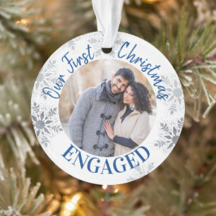 Notre première photo de Noël en bleu et argent