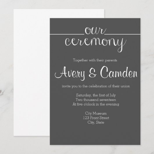 Notre script de cérémonie Faire-part de mariage - (Devant / Derrière)