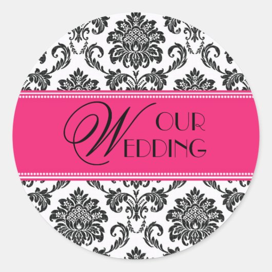 Notre Sticker Mariage Fuchsia Orange Damask (Devant)