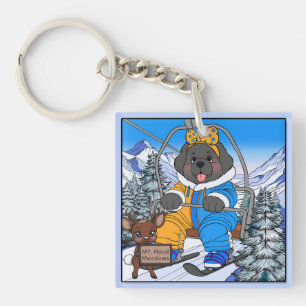 Notta Bear Mt. Hood Meadows Newfoundlandse Ski Lif Sleutelhanger