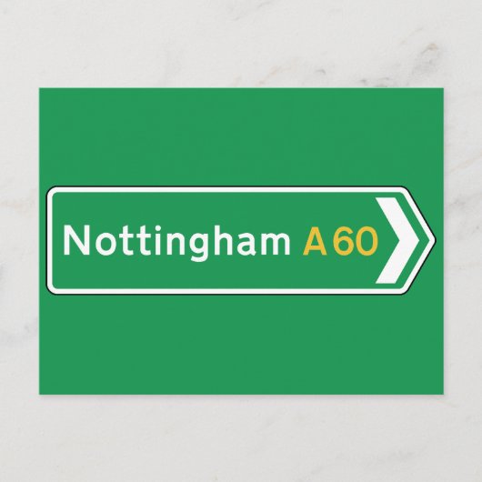 Nottingham, UK Road Sign Briefkaart (Voorkant)
