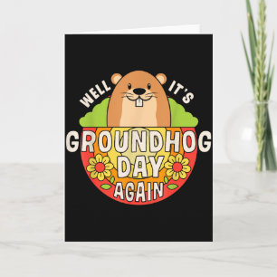 Nou is het weer Groundhog Day Grappige Retro Regen Kaart