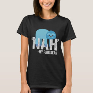 Nou mijn alvleesklier Grappige Diabetes Blauwe Lin T-shirt