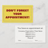 N'OUBLIEZ PAS VOTRE RENDEZ-VOUS ! (Devant / Derrière)