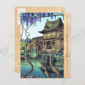 Nouet Noel Kameido shin hanga japans landschap Feestdagenkaart (Voorkant / Achterkant)