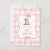 Noun ours en rose Gingham Mignon Merci (Devant)