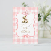 Noun ours en rose Gingham Mignon Merci (Debout devant)