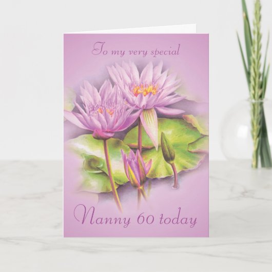 Nounou florale mauve nounou 60 anniversaire carte (Devant)