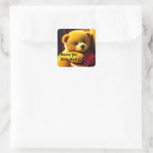 Nounours avec Autocollant Rose (Sac)