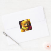 Nounours avec Autocollant Rose (Enveloppe)