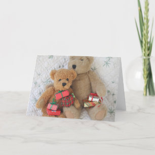 nounours avec cadeau de Noël carte de voeux