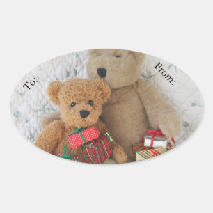 Nounours avec étiquette cadeau de Noël