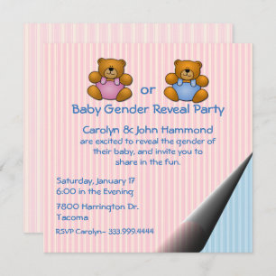 Nounours Baby Genre Revela Party Invitation