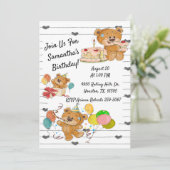Nounours de fête d'anniversaire Invitation d'anniv (Debout devant)