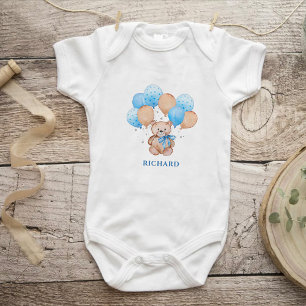 Nounours en peluche ballons bleus body bébé